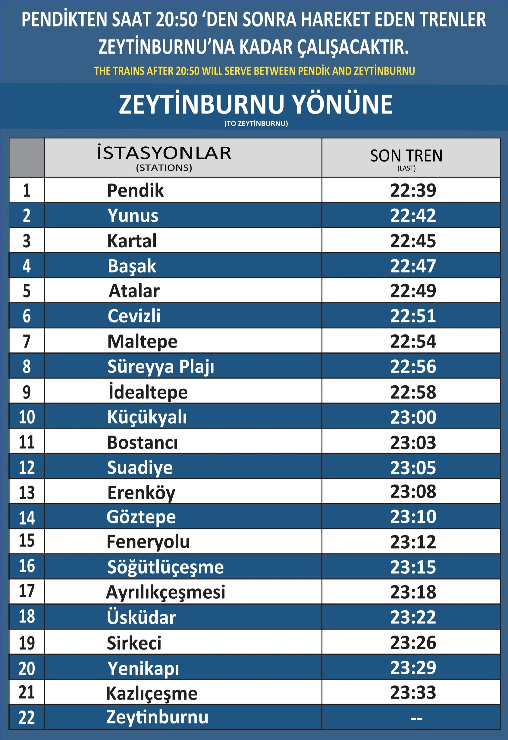 Gebze Halkalı yönü Marmaray tren saatleri tablosu ve aktarma noktaları